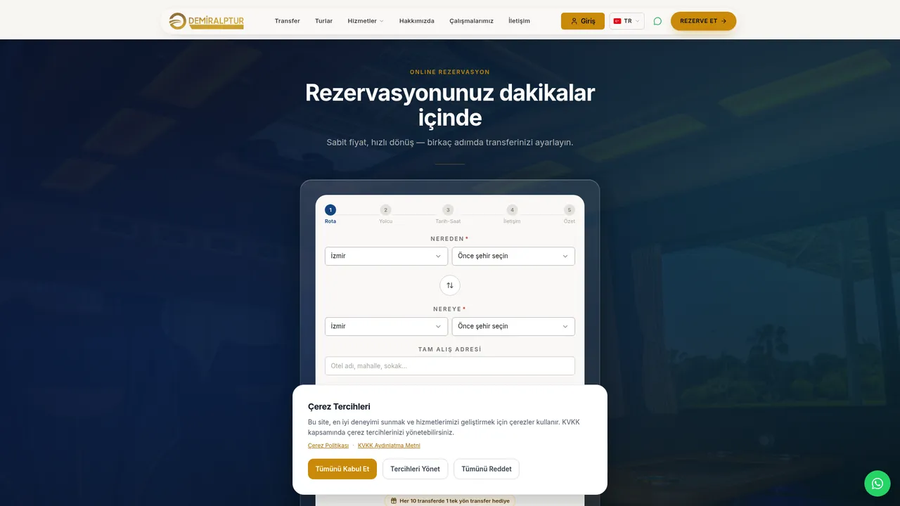 Demiralp Tur — rezervasyon sistemi
