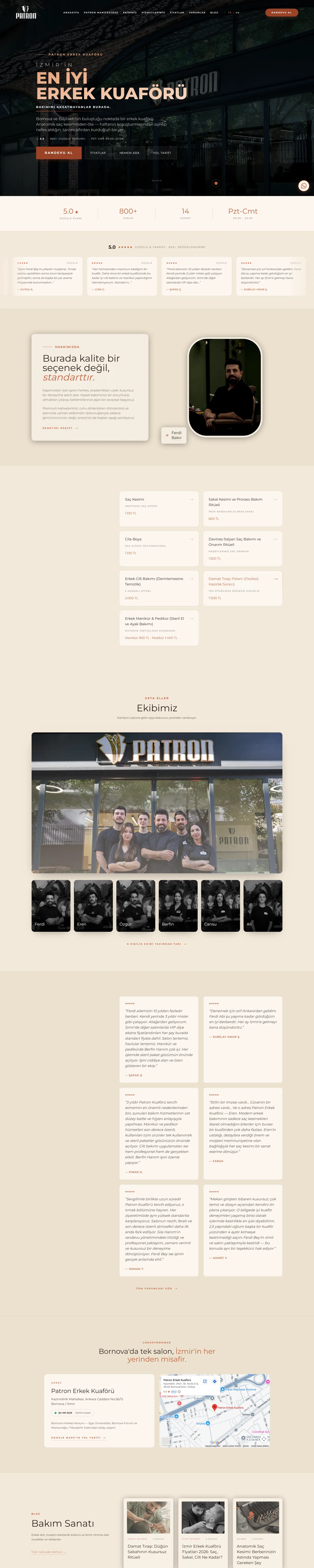 Patron Erkek Kuaförü — web sitesi